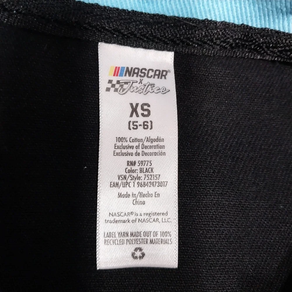 Justice NASCAR Racing Jacket Kids Twill Cropped Bomber XS 5-6 Black Blue